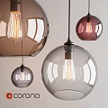 Modern Spherical Glass Pendant Lights With Transparent Amber Purple Shades And Edison Bulbs