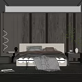 Modern Bedroom Interior Design With Wooden Panel Wall Comfortable Bed Nightstands And Decorative Elements 3d model