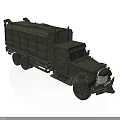 Vintage Military Green Truck Model with Covered Cargo Bed and Classic Design