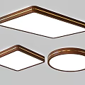 Modern Square and Round Ceiling Lights with Brown Frame and White Light Panel 3d model