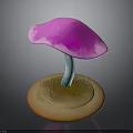 Colorful Decorative Mushroom With Pink Cap Blue Stem And Green Grass On Brown Base