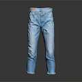Light Blue Classic Fit Denim Jeans With Front Pockets And Button Closure 3d model