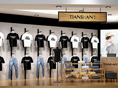 Modern store youth clothing store 3d model