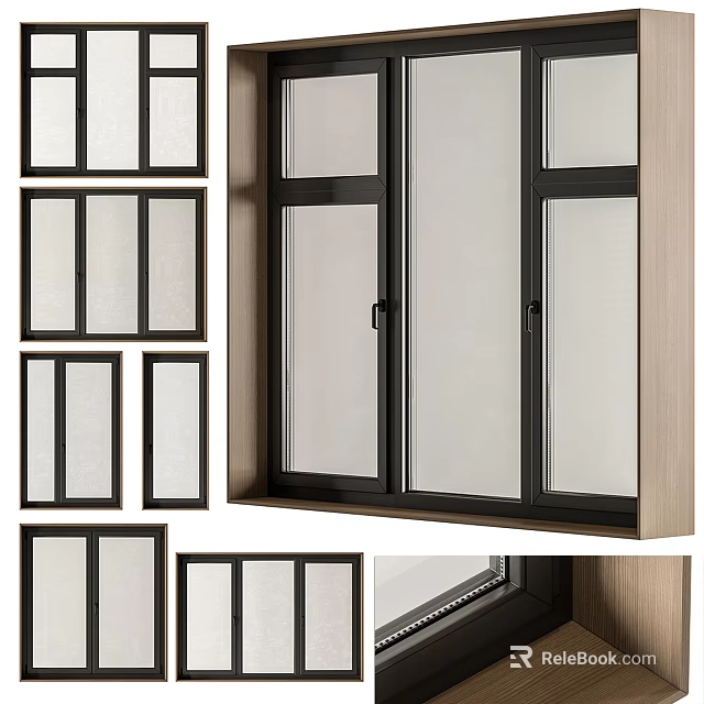 Sleek Modern Casement Windows with Aluminum Frames Double Glazed Glass and Various Designs 3d model 