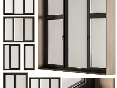 Sleek Modern Casement Windows with Aluminum Frames Double Glazed Glass and Various Designs 3d model