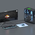 Complete RYZEN Gaming Desktop Setup with Monitor Tower Keyboard Mouse Pad and Headphones