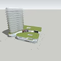 Modern Office Building With Unique Spiral Design And Grid Pattern Base Exterior 3d model