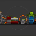Colorful Children Playroom Furniture With Orange Slide Green Octopus Design And Track Components