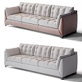 Modern Three Seater Sofa With Light Colored Padded Cushions And Sleek Design 3d model
