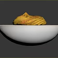 Realistic Snail Figurine With Yellow Spiral Shell And Red Powder On White Base