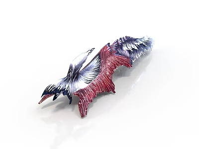 Colorful Crane Decorative Ornament With Red Blue And White Feather Design 3d model