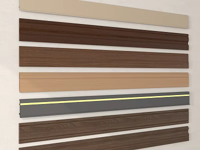 Decorative Wooden And Colored Lines With Various Shades For Interior Design 3d model