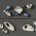 Elegant Modern Wall Decor With Silver And Blue Irregular Reflective Shapes 3d model