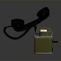 DYSSEGRAPHICS Military Weapon With Green Metal Case Black Telephone Handset And Wires