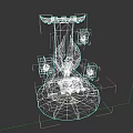 Fighter Jet With Golden Wings Red Cockpit Seat And Green Glowing Panels On Round Base