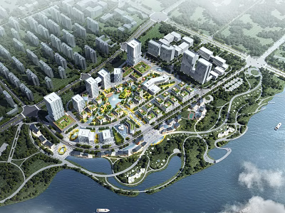 Modern Industrial Plant Layout With Green Surroundings And Road Network Facilities 3d model