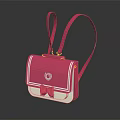 Cute Pink And White Small Handbag With Bow Detail And Logo Accent