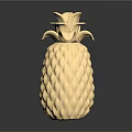 Golden Pineapple Shaped Glass Decorative Piece With Diamond Cut Texture And Reflection