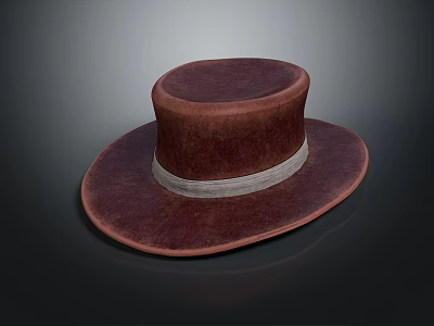 Stylish Brown Wide Brimmed Hat With Gray Band Fashion Accessory For Outfits 3d model
