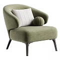 Cozy Fluffy Cream Accent Chair With Striped Cushion Round Pillow And Black Metal Legs