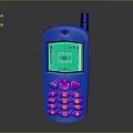 Vintage Mobile Phone With Blue Body Antenna Screen Display And Pink Keypad