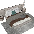 Modern Double Bed Bedroom Interior With White Headboard Bedside Tables And Decorative Pillows
