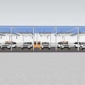 Covered Car Parking Area With White Cars Arranged In Rows Neatly
