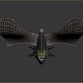 3D Rendered Biomechanical Creature With Net Like Wings And Central Yellow Section