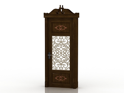 European-style interior door solid wood door 3d model