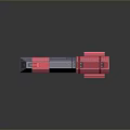 Futuristic Transparent Red Mechanical Weapon With Symmetrical Design And Grip Handle
