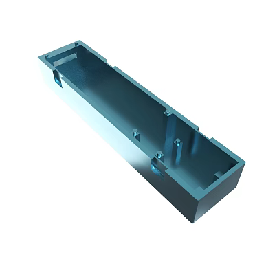 Industrial Blue Metal Rectangular Component With Holes And Support Pillars 3d model