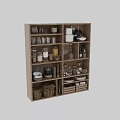 Wooden Sideboard Storage Solution With Glass Jars Dishes Pots And Kitchenware 3d model