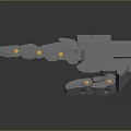 Sci Fi Robotic Arm 3D Model Design With Gray Structure Orange Accents And Glowing Lights 3d model