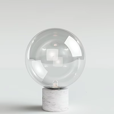 Transparent Spherical Table Lamp with Marble Base Modern Design for Home Decor 3d model