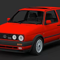 Classic Red Volkswagen Golf Three Door Hatchback With Round Headlights Black Bumper And Silver Wheels