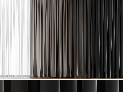Modern Gray Black Gradient Curtains With Soft Pleated Design For Living Room Window 3d model