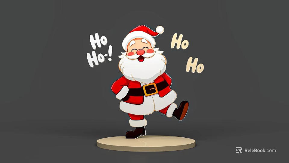 Game Character Santa Claus Wearing Red White Outfit With Hat And Ho Ho Ho Text 3d model 