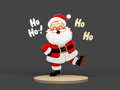 Game Character Santa Claus Wearing Red White Outfit With Hat And Ho Ho Ho Text 3d model