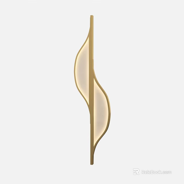 Elegant Modern Wave Shaped Gold Metal Wall Light With Soft Warm Lighting 3d model