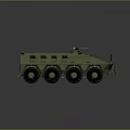 Green Military Tank With Six Wheeled Design Top Mounted Weapon And Red Emblem
