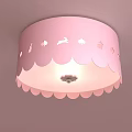 Pink Scalloped Edge Ceiling Light With Cutout Rabbit And Heart Patterns 3d model