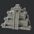 Ancient Stone Pyramid Architecture With Multi Tiered Stairs And Intricate Carved Details