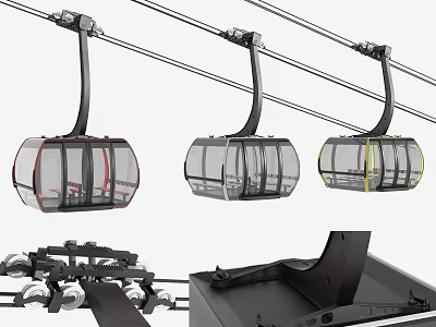 Modern Cable Car Gondola Design With Suspended Structure And Mechanical Components 3d model