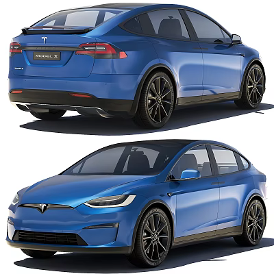 Blue Tesla Model X Car Exterior Design With Front And Rear Views 3d model Blue Tesla Model X Car Exterior Design With Front And Rear Views 3d model