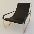 Modern Lounge Chair With Black Fabric Seat And Stainless Steel Frame