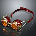 Steampunk Style Leather Goggles With Gold Accents And Amber Lenses