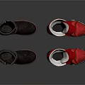 Fashionable Black And Red Boots With Buckle Straps And Lace Up Details
