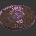 Circular Wooden Building Interior With Spiral Design And Traditional Furniture And Decorative Elements