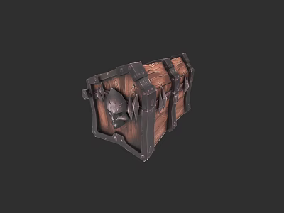 Vintage Style Decorative Cabinet With Wood Grain And Metal Rivet Accents 3d model