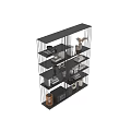 Modern Black Multi Tiered Shelving Unit With Decorative Items Books And Storage Boxes 3d model